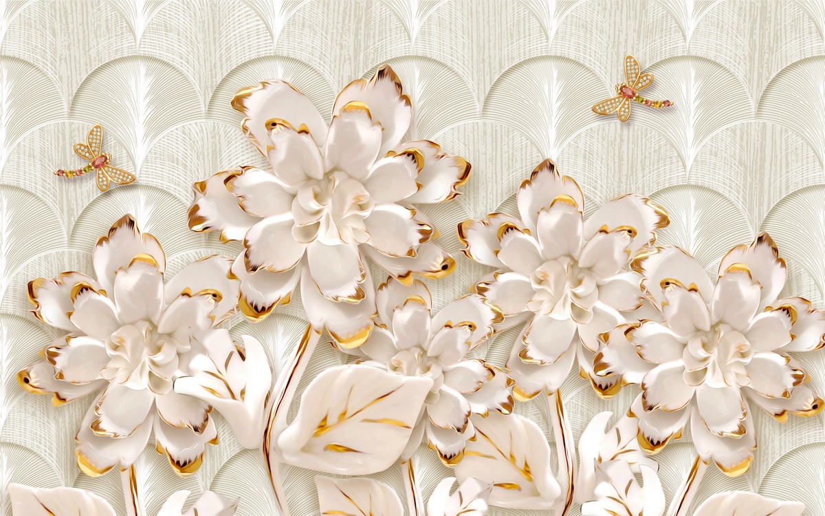 Фреска Элегантные белые лилии